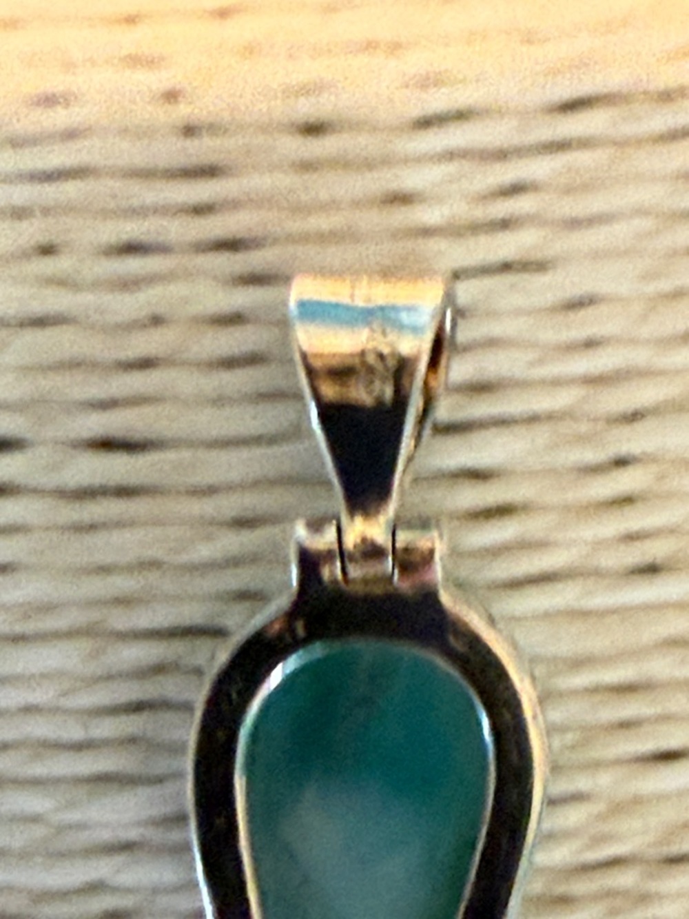 Teardrop Dominican Larimar stone - Stamped Sterling Silver Setting 1.25” - Picture 3 of 5
